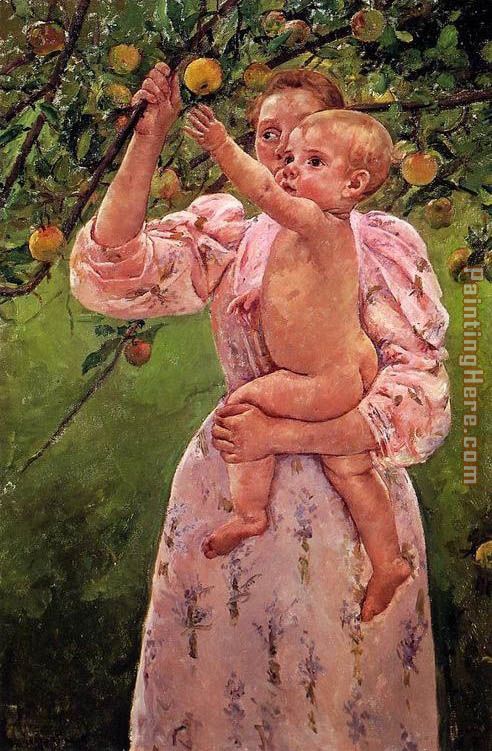 Baby Reaching For An Apple Aka Child Picking Fruit painting - Mary Cassatt Baby Reaching For An Apple Aka Child Picking Fruit art painting